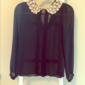 Gently worn sheer black blouse